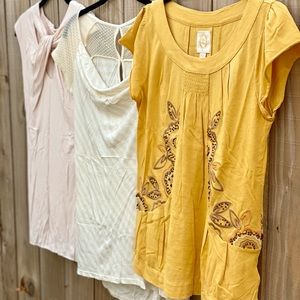 SOLD - Anthropologie Cap Sleeve Tops - lot of 3